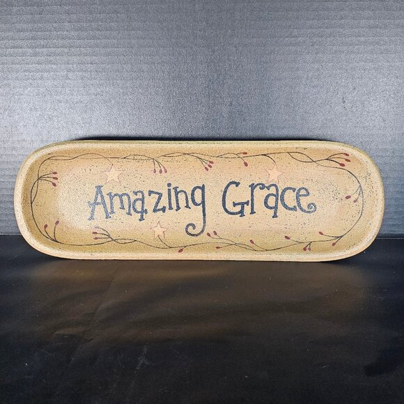 Donna White, Amazing Grace Rustic, Primitive, Decorative Oblong Tray - Picture 1 of 9